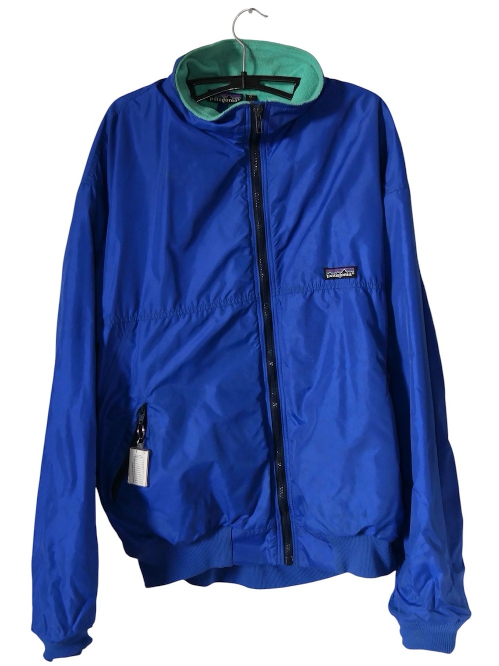Patagonia Royal Blue Jacket with Mint Green Polar Fleece Lining